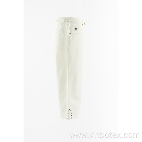 Cotton woven cropped trousers